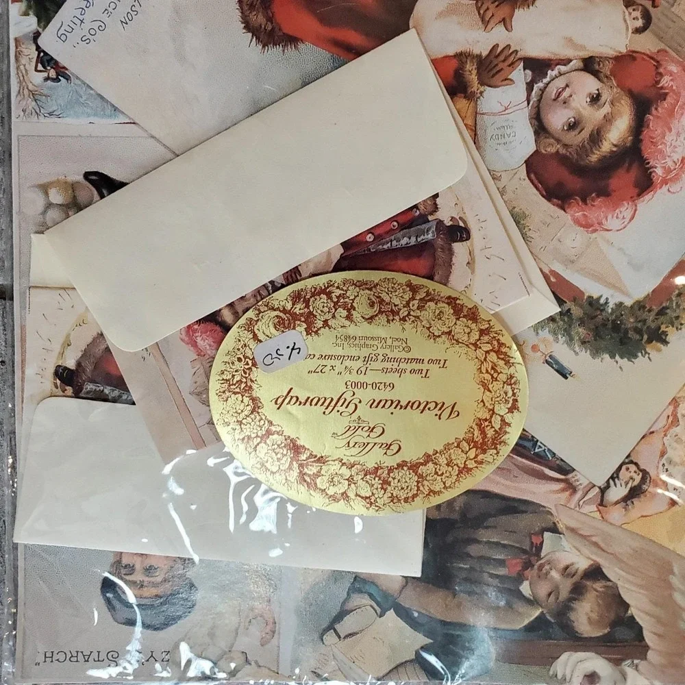 Hallmark Gift Wrap Angel Christmas Vintage Wrapping Paper Lot Victorian Labels